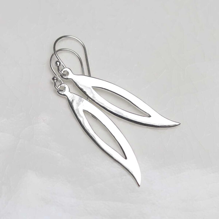 ME367_Sterling Silver Abstract Leaf Earrings_3 Sterling Silver Abstract Leaf Earrings in jewellery dish