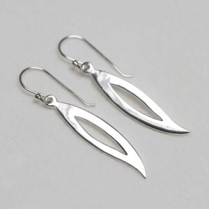 Sterling Silver Abstract Leaf Earrings in jewellery dish