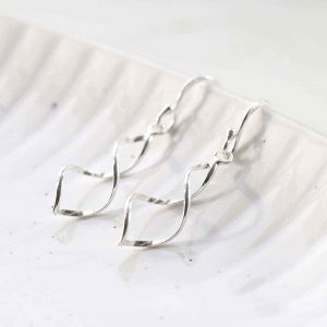 Dangly Simple Twist Earrings on White Background