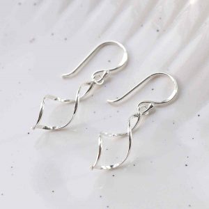 Dangly Simple Twist Earrings on White Background