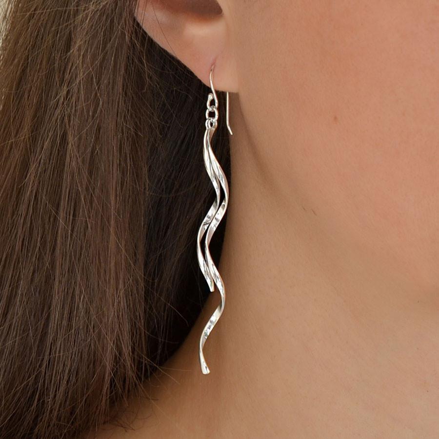925 Silver Simple Twisting Earrings Gold main image 0