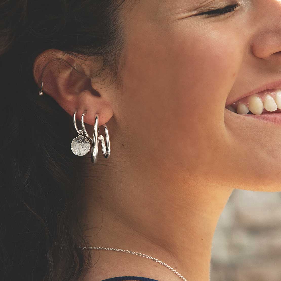 gold hoops silver bamboo hoops Sterling Silver Bamboo Hoop Stud Earrings Martha Jackson