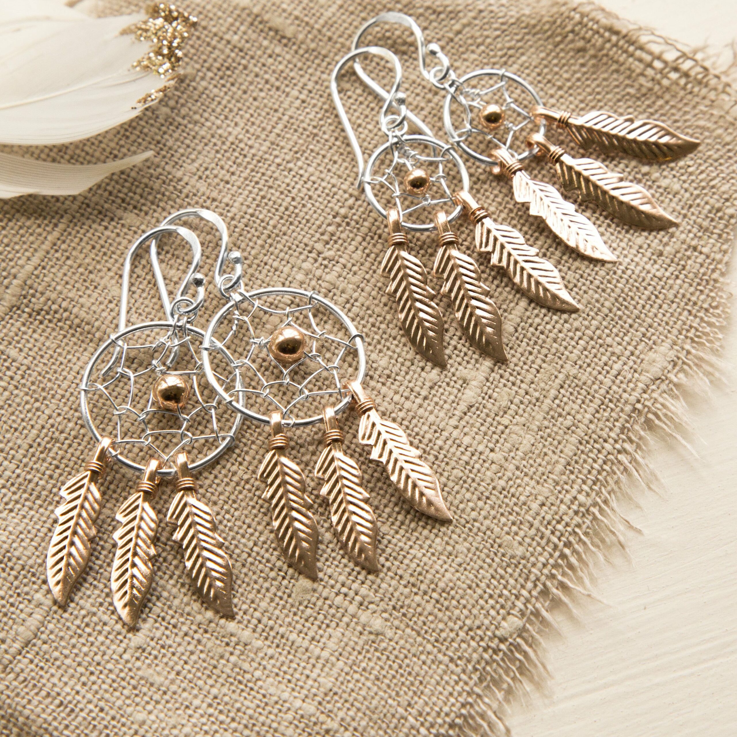 Handmade Peruvian Dream Catcher Earrings - Large Beaded Dangle Earrings With Surgical Steel Hooks - View #7
