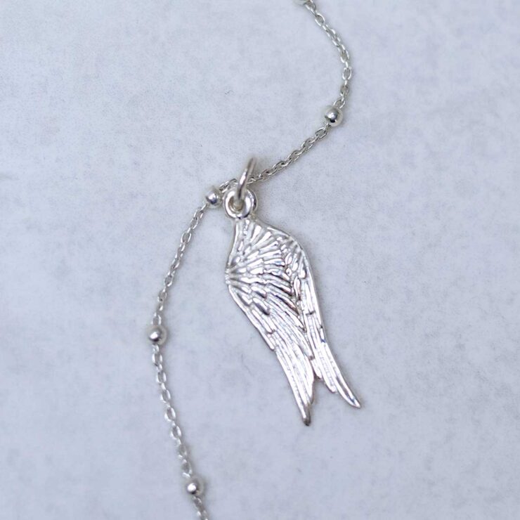 _Sterling Silver Angel Wings Necklace on satellite chain