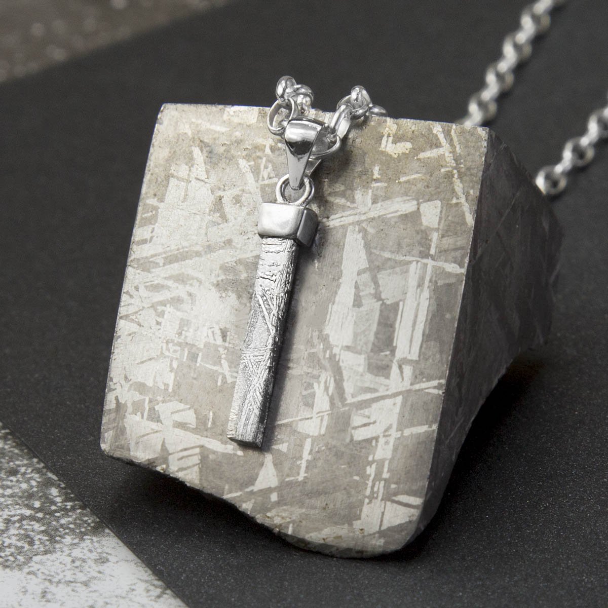 Sterling Silver Tipped Meteorite Rod Necklace | Martha Jackson