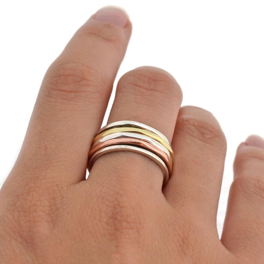 3mm Half-Dome Triple-Band .925 Sterling Silver Rolling Ring – Stackable Right-Hand Ring