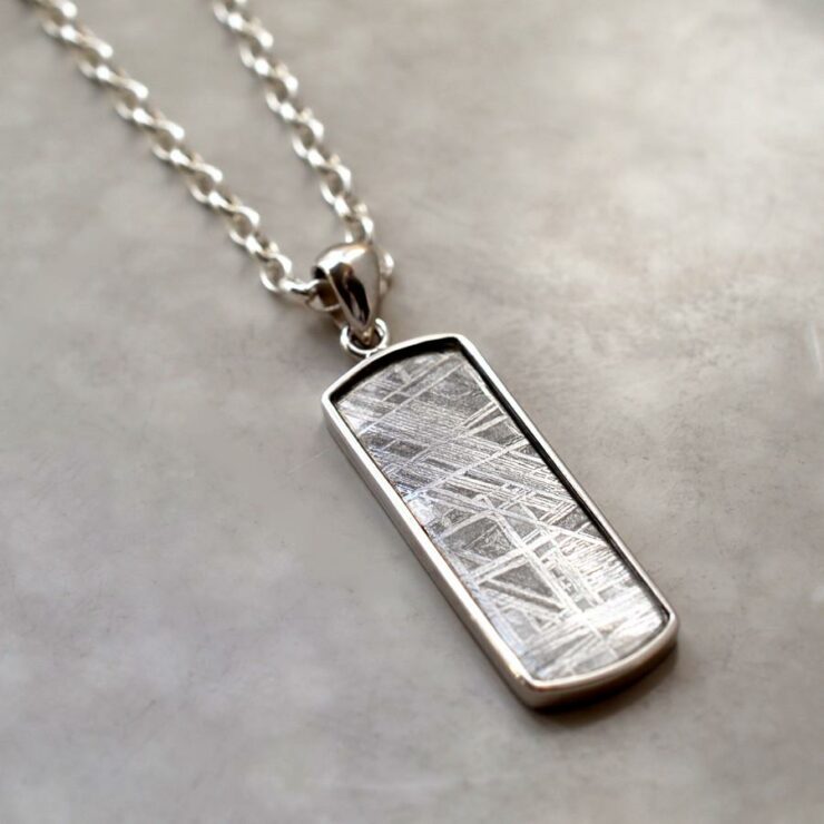 Muonionalusta Meteorite Rectangular Necklace Martha Jackson