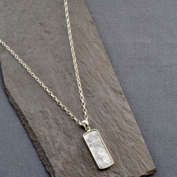 MJ0125 meteorite rectangular necklace