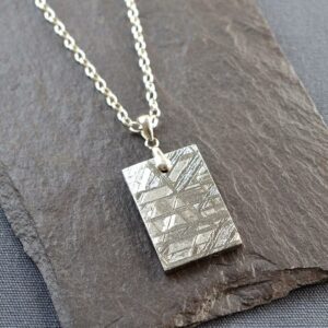MJ0126 Large Meteorite Dog Tag Necklace