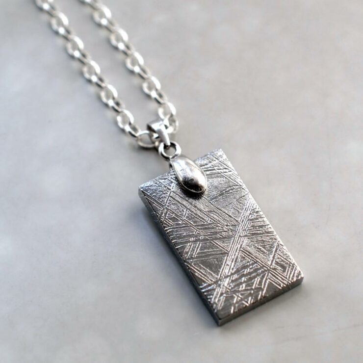 MJ0127 Meteorite dog tag necklace small 2