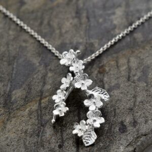 Silver Forget Me Not Cluster Necklace by Martha Jackson