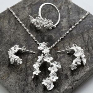 Silver Forget Me Not Cluster Jewellery Set by Martha Jackson