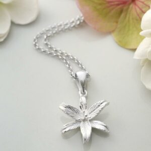 Silver Lily Flower Star Necklace by Martha Jackson