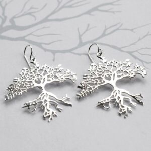 MJ0290E Silver Bonsai Tree Earrings