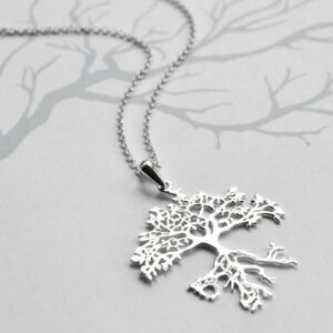 MJ0290N Silver Bonsai Tree Necklace