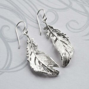 MJ0299E Silver Soft Feather Earrings