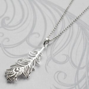 MJ0305N Silver Peacock Feather Necklace 6131e8d3 58be 4f8c 8bd7 7dbcc2a9b100