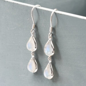 Moonstone double teardrop with grey background