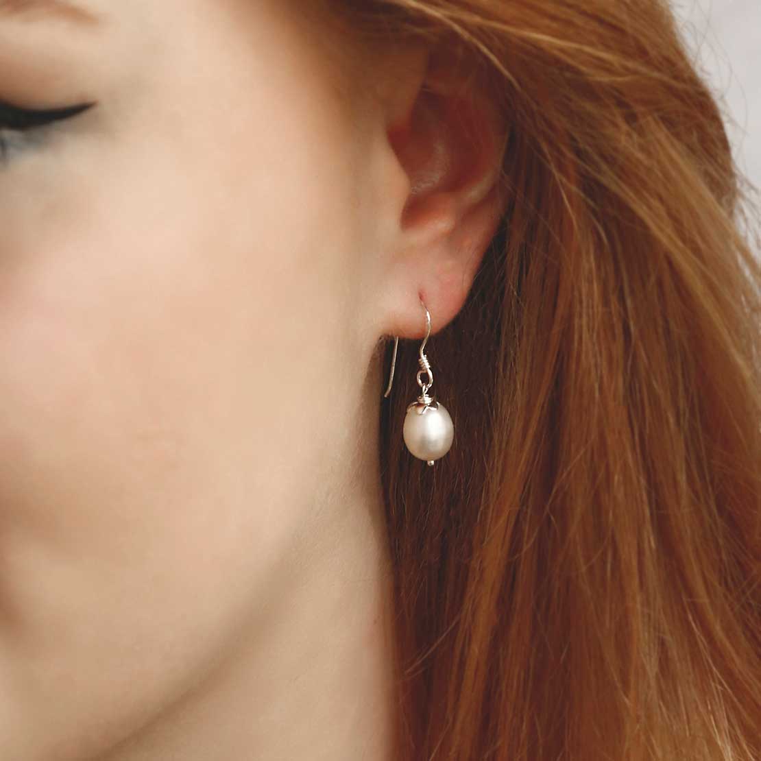 Sterling Silver Dew Drop Pearl Dangly Earrings | Affordable