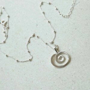 Spiral Necklace on Satellite Chain on white background