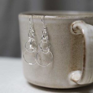 Sterling Silver Wire Circle Drop Earrings on cup