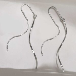 Sterling Silver Falling Threader Earrings in jewellery dish