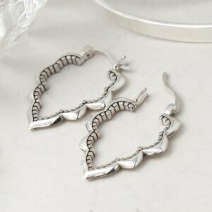 Sterling silver casablanca hoop earrings close-up showing detail