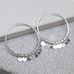 Sterling Silver Sequin Hoop Earrings