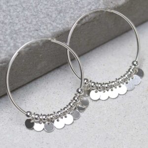 Sterling Silver Sequin Hoop Earrings