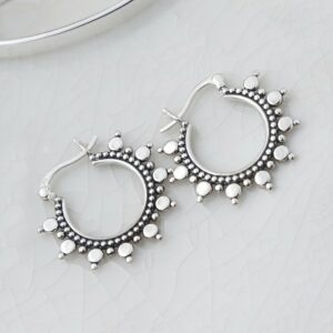 sterling silver karim hoops on white background