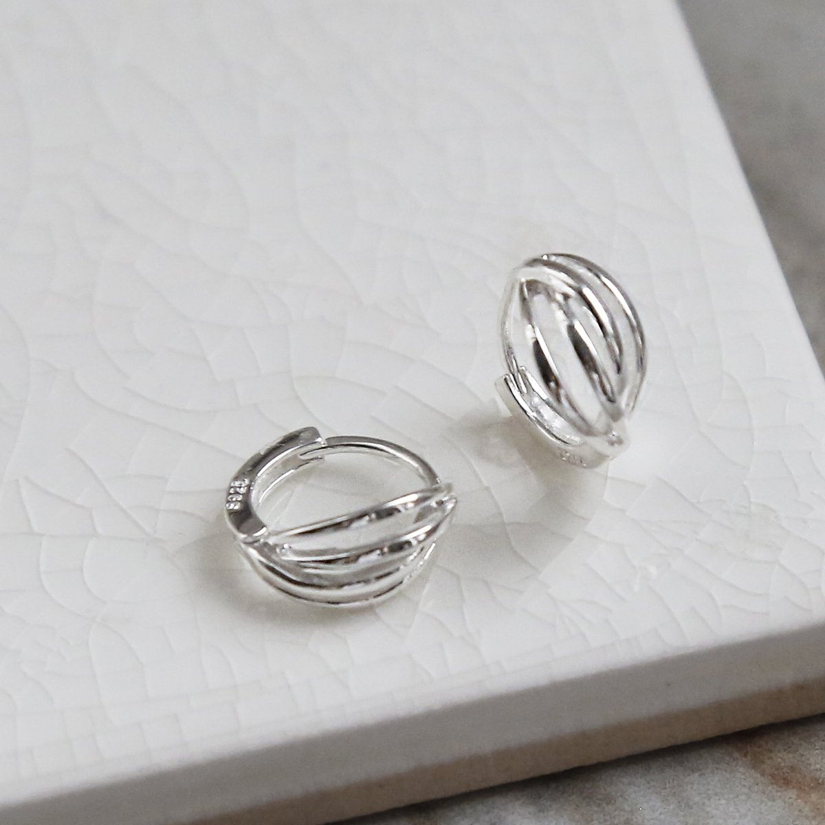 Sterling Silver Gem Huggies