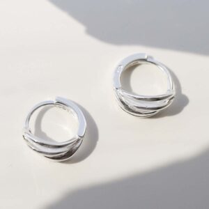 Sterling Silver Braided Huggies in sun