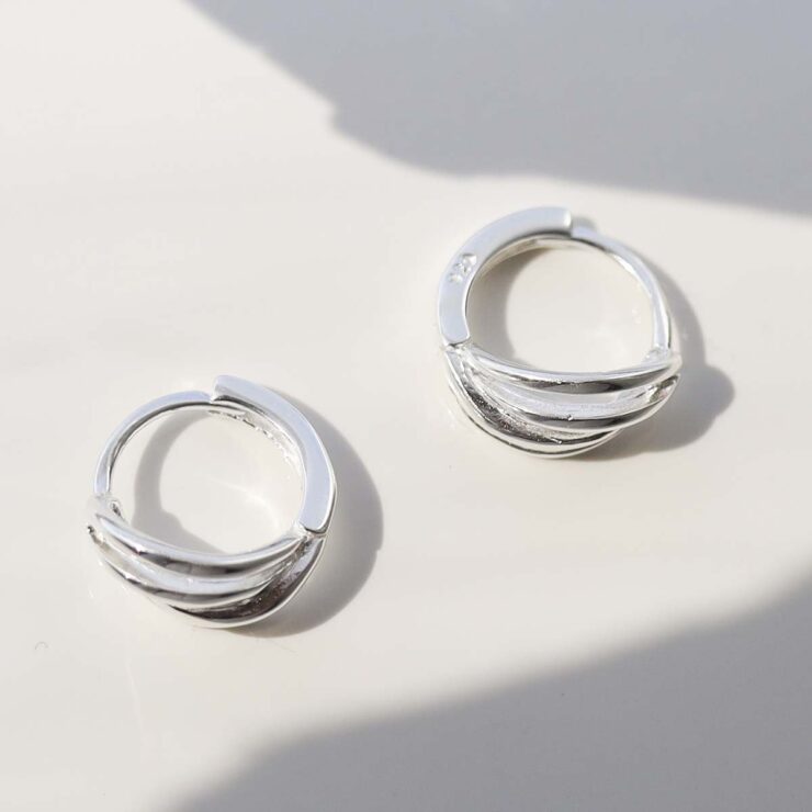 ML913_Sterling Silver Braided Huggies_new2 Sterling Silver Braided Huggies in sun
