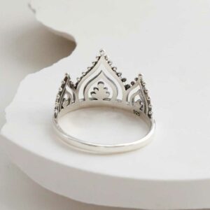 Sterling Silver crown ring on a white background