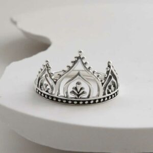 Sterling Silver crown ring on a white background