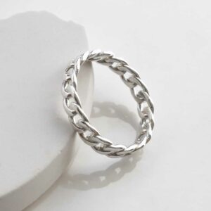 Sterling silver curb chain ring