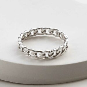 Sterling silver curb chain ring