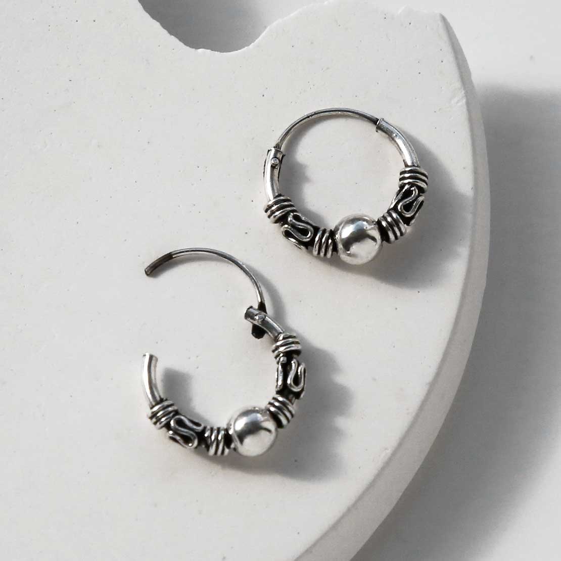 Sterling Silver 925 Bali Hoop Earrings – 1.2mm – New Without Packaging