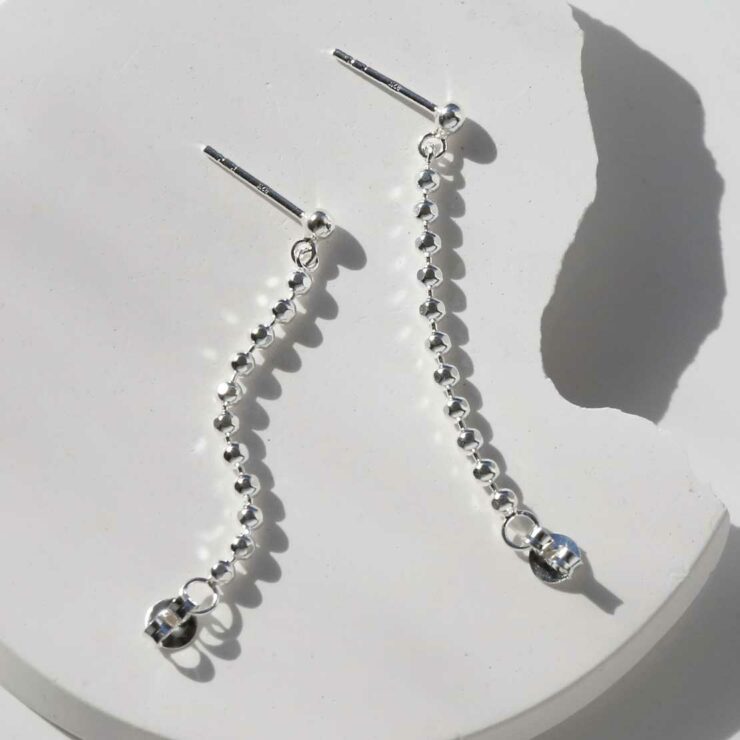 Sterling Silver Swinging Bead Studs