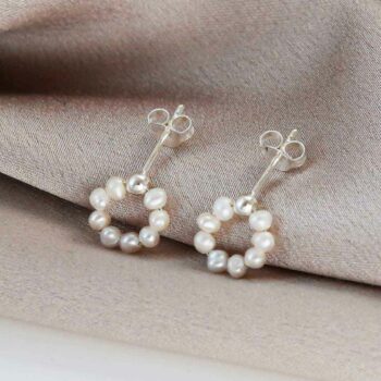 ML941 STERLING SILVER SWINGING BEADS STUDS 1110X1110