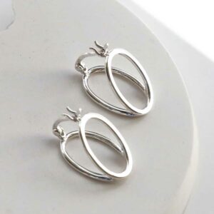 ML943 STERLING SILVER DOUBLE OVAL LOOP HOOPS 1110X1110 3