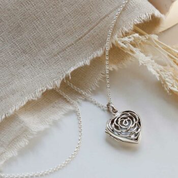 MR1103 Engravable Sterling Silver Filigree Rose Heart Locket Belcher Chain 1110x1110 2
