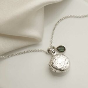 Sterling Silver Decorative Round Locket with add on charm