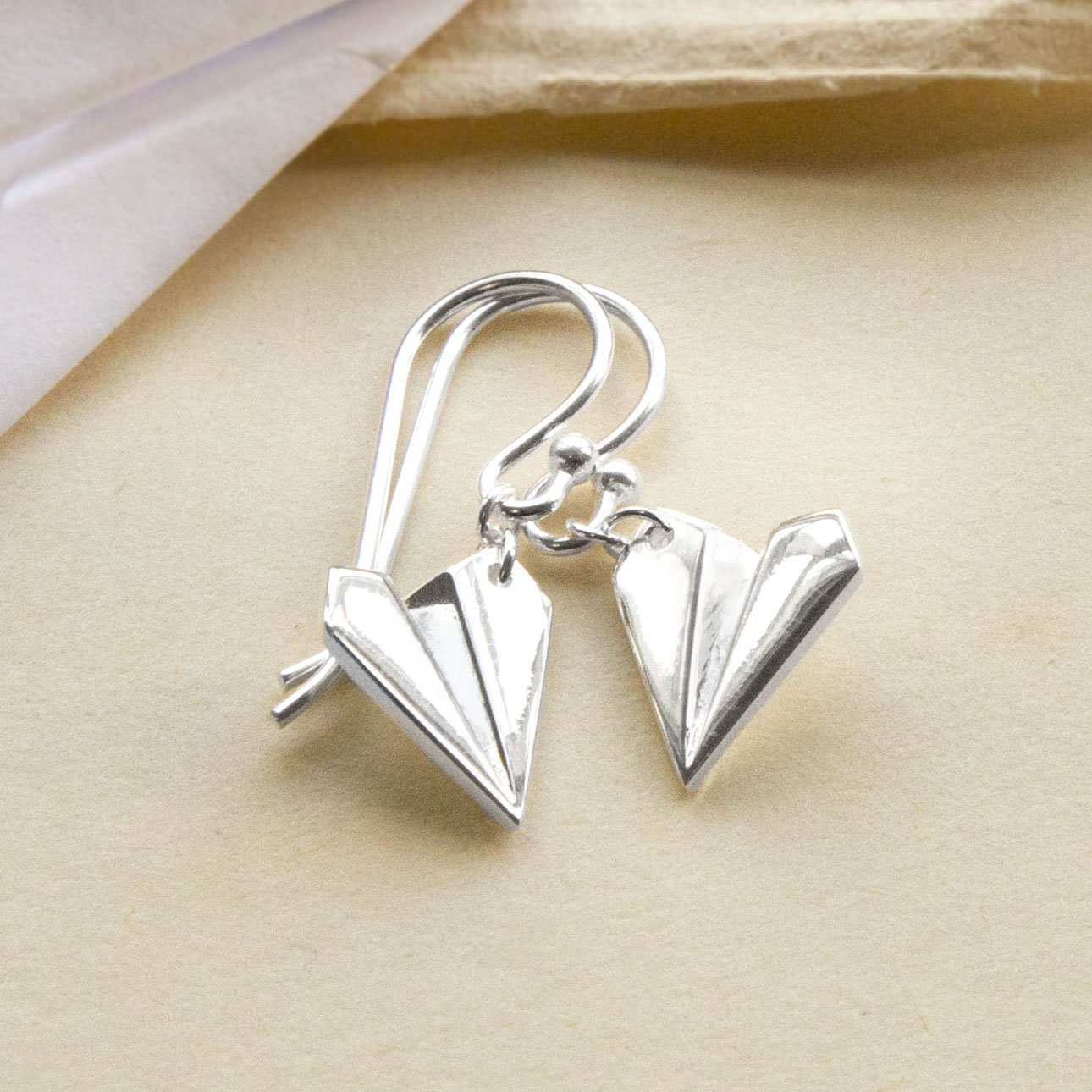 Sterling Silver Dangly Paper Airplane Earrings Martha Jackson