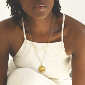 Gold Moon Crater Necklace on Model