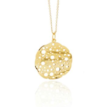 MS1188G Gold Plated Silver Sterling Moon Crater Necklace