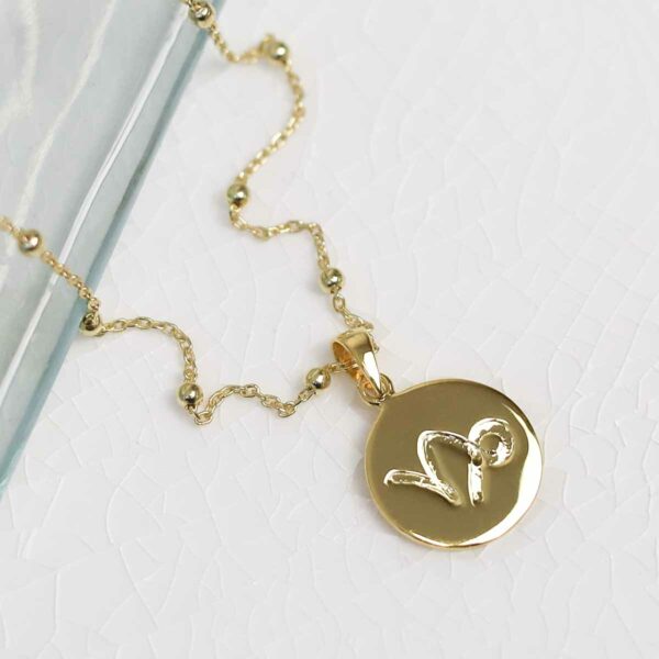 MS1193G  Gold Sterling Silver Plated Capricorn Star Sign Necklace 1