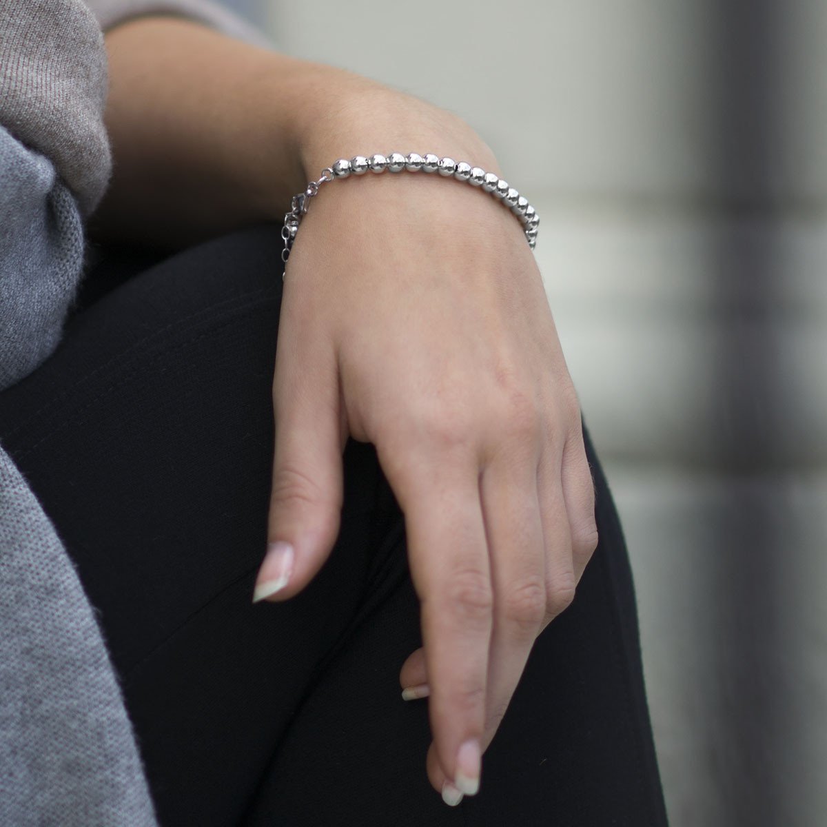ROUND BEADED BRACELET SILVER