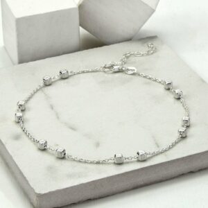 Sterling Silver Delicate Boxes Anklet