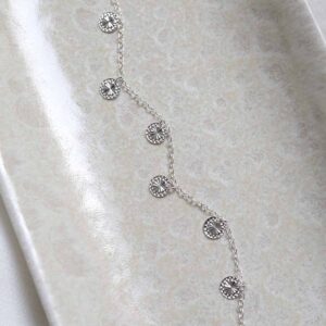 Sterling Silver Diamond Disc Anklet on jewellery dish